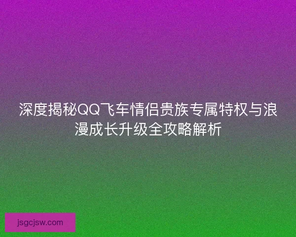 深度揭秘QQ飞车情侣贵族专属特权与浪漫成长升级全攻略解析